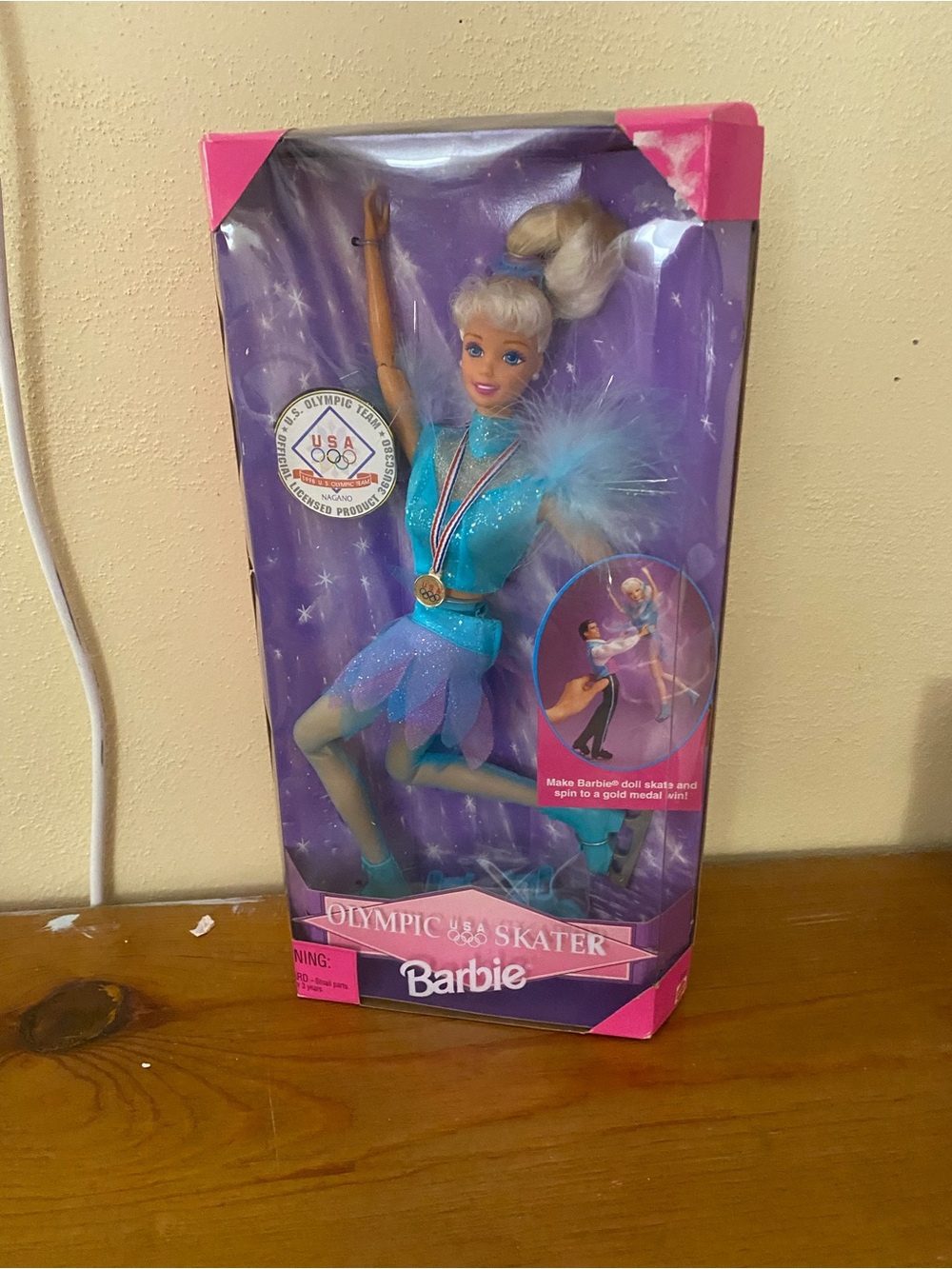 Barbie Teal Olympic Skater Doll with Feathered Shoulder Detail